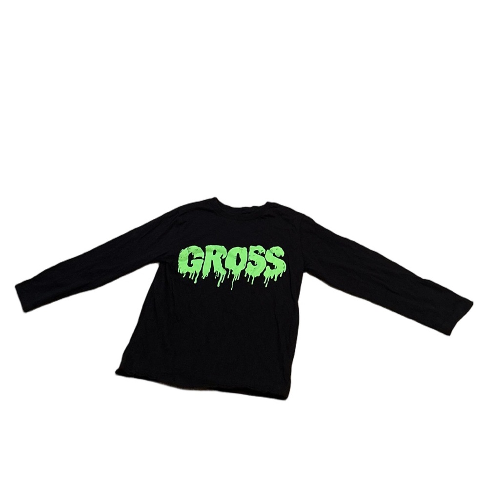 Kids Black and Green Graphic Long Sleeve Shirt Size 7/8